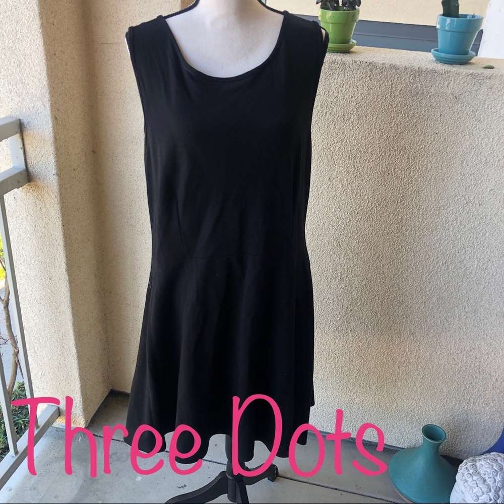 THREE DOTS Black Fit and Flare Short Dress